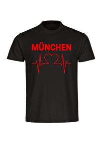 multifanshop Kinder T-Shirt - München rot - Herzschlag - Druck rot - Kind