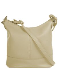 CLUTY Damen Umhängetasche, beige, Leder, unifarben, leicht glänzend, Taschen, echt Leder, Made in Italy