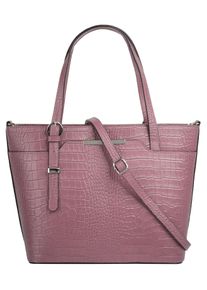 CLUTY Damen Henkeltasche, rosa, Leder, Reptilienprägung, Taschen, echt Leder, Made in Italy