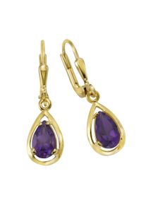 Diamonds by Ellen K. Damen Paar Ohrhänger "Gold 333 mit echtem Amethyst-Tropfen", ONE-SIZE, Gold, gelb, FASCINATION BY ELLEN K., Gold, Ohrringe