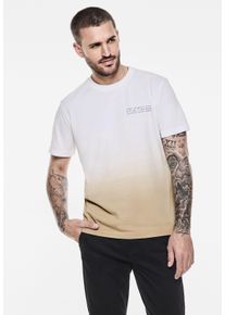 Street One MEN Herren T-Shirt, beige, casual, Gr. XXL, mehrfarbig, Web, 100% Baumwolle, Shirts, mit Wording