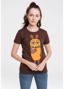 logoshirt Damen T-Shirt "Die Sendung mit der Maus", braun, casual, Gr. XXL, bedruckt, 100% Baumwolle, Shirts, mit lizenziertem Design