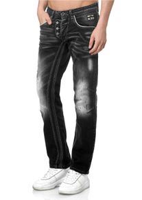Rusty Neal Herren Straight-Jeans, schwarz, casual, Gr. 38, mehrfarbig, 99% Baumwolle, 1% Elasthan, Jeans, im bequemen Straight Fit-Schnitt