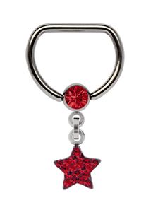Adelia´s ADELIA ́S Damen Brustwarzenpiercing "Piercing Piercing Brustpiercing", rot, modisch, Titan, Piercings, Titan Brustpiercing D-Ring + 5 mm Klemm-Kugel