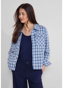 Street One Damen Kurzjacke, blau, casual, Gr. 46, Jacquardmuster, Stoff, Obermaterial: 100% Polyester, Futter: 100% Polyester, Jacken, mit Karomuster