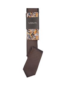 Venti Herren Krawatte "Venti Set aus Krawatte und Einstecktuch gemustert", braun, 100% Seide, Krawatten