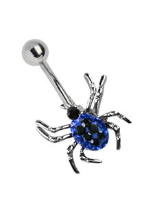 Adelia´s ADELIA ́S Damen Bauchnabelpiercing "Piercing Piercing Bauchnabelpiercing", blau, modisch, Titan, Piercings, Titan Bauchnabel Piercing Banane Spinne