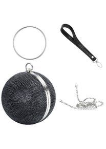 JULIE JULSEN Damen Abendtasche "Metall mit Zirkonia schwarz", schwarz, Taschen