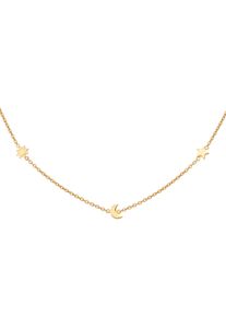 CAI CAÏ Damen Kette mit Anhänger "925 Sterling Silber gelb vergoldet Sonne - Mond - Stern", 39 + 5cm, Silber 925 (Sterlingsilber), L: 44cm B: 1.0mm,