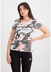 Damen T-Shirt "Alpha Industries Women - T-Shirts New Camo Basic T Wmn", pink, Gr. S, Alpha Industries, Obermaterial: 100% Baumwolle, Shirts