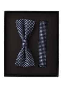 Venti Herren Fliege "Venti Set aus Fliege und Einstecktuch gemustert", blau, 100% Seide, Fliegen
