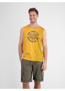 Lerros Herren Muskelshirt "Lerros Tanktop für Herren, mit Brustprint", gelb, Gr. S, 100% Baumwolle, Shirts