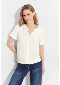 Cecil Damen Kurzarmbluse, weiß, casual, Gr. L, unifarben, 100% Viskose, Blusen