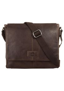 Bodenschatz Damen Messenger Bag, braun, Leder, Strukturmuster, Taschen, echt Leder