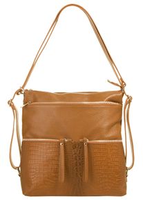 Samantha Look Damen Umhängetasche, braun, Leder, Reptilienprägung, Taschen, echt Leder, Made in Italy