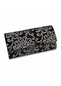 Steuer Damen Abendtasche "Schwarzer Samt mit Pailetten-Ornamenten", schwarz, Taschen