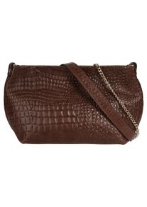 Samantha Look Damen Umhängetasche, braun, Leder, Reptilienprägung, Taschen, echt Leder, Made in Italy