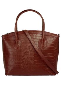 CLUTY Damen Henkeltasche, rot, Leder, Taschen, echt Leder, Made in Italy