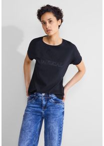 Street One Damen T-Shirt, blau, casual, Gr. 36, unifarben, Web, 57% Baumwolle, 37% Modal, 6% Elasthan, Shirts, aus softem Materialmix