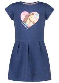 SALT & PEPPER SALT AND PEPPER Mädchen Jerseykleid "Fancy", blau, casual, Gr. 92, 95% Baumwolle, 5% Elasthan, Kleider, mit Pferde- und Glitzerdruck