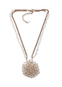 Damen Kette mit Anhänger "Raja", transparent, Basic, Collezione Alessandro, Glas, Halsketten, zweireihige Kette mit rundem Anhänger