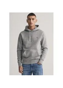 Hoodie Gant "REG SHIELD HOODIE" Gr. M, grau (grey melange) Herren Sweatshirts mit Logostickerei auf der Brust