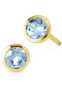 Paar Ohrstecker OROLINO "Gold 585 mit 2x Blautopas (beh.) Sky blue" Ohrringe Gr. ONE-SIZE, Gold, gelb (gelb, hellblau) Damen