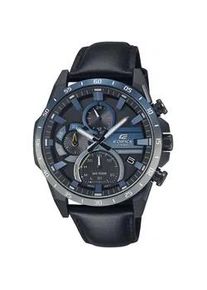 Solaruhr Casio EDIFICE Armbanduhren schwarz Herren Quarzuhr, Armbanduhr, Herrenuhr, Neo-Display, Lederarmband