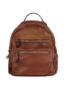 Cityrucksack CLUTY Gr. B/H/T: 27cm x 24cm x 6cm, braun (cognac) Rucksäcke echt Leder, Made in Italy