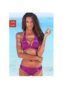 Triangel-Bikini s.Oliver "Tonia" Gr. 32, Cup A/B, pink (fuchsia) Damen Bikini-Sets mit herausnehmbaren Cups, im Nacken zu binden, Rücken schließen