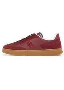 Plateausneaker Tommy Hilfiger "TH HERITAGE COURT SNEAKER LTHR" Gr. 39, rot (dunkelrot) Damen Schuhe Plateau, Schnürschuh, Freizeitschuh, Halbschuh mit TH-Logostickerei