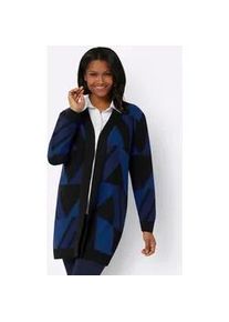 WITT Strickjacke INSPIRATIONEN Gr. 42, blau (royalblau, schwarz, gemustert) Damen Strickjacken