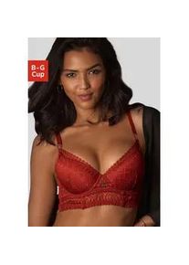 Schalen-BH Lascana "Nina" Gr. 85, Cup F, braun (zimt) Damen BHs in leichter Longform aus graphischer Spitze, sexy Dessous