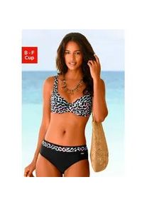 Bügel-Bikini Venice Beach Gr. 42, Cup E, schwarz (schwarz, bedruckt) Damen Bikini-Sets mit aktuellem Look