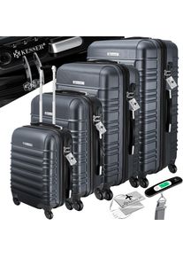 Kesser® 4tlg. Hartschalenkofferset Hartschalenkoffer Reisekoffer Set Reisekofferset Trolley Koffer Inkl. Kofferwaage + Gepäckanhänger Rollkoffer Schloss 4 Rollen ABS-Hartschale Teleskopgriff S-M-L-XL