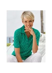 Poloshirt Classic Basics "Poloshirt" Gr. 46, grün (smaragd, getupft) Damen Shirts