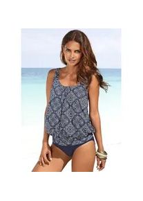 Oversize-Tankini s.Oliver Gr. 54, N-Gr, blau (marine, bedruckt) Damen Bikini-Sets figurschmeichelnd, mit Miederverstärkung, wattierte Cups, bis D-Cup