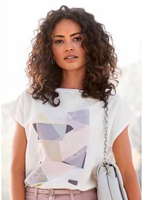 Lascana Kurzarmshirt mehrfarbig Gr. 32/34 für Damen. Rundhals und Print. Figurumspielend. Nachhaltig.