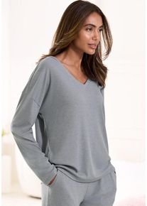 Vivance Dreams Langarmshirt taubengrau Gr. 32/34 für Damen. Mit V-Ausschnitt. Loose Fit