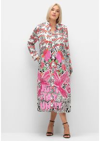sheego loves miss goodlife Große Größen Maxikleid im Mustermix, mit Manschettenärmeln Gr. 56 weiß von sheego für Damen