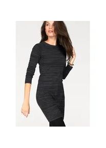 Strickkleid Aniston CASUAL, Damen, Gr. 46, N-Gr, grau (anthrazit), Feinstrick, Obermaterial: 70% Viskose, 30% Polyamid, meliert, figurbetont kniefrei, Rundhals, B&uuml;ndchen, Kleider Strickkleid, mit Rei&szlig;verschluss, Topseller