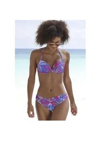 Push-Up-Bikini-Top Buffalo "Soleil" Gr. 40, Cup B, bunt (blau, pink bedruckt) Damen Bikini-Oberteile mit integrierter Verstärkung