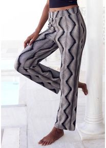 Lascana Pyjamahose mehrfarbig Gr. 32/34 für Damen. Mit Allover-Druck, Kordelzug, Print. Weit. Nachhaltig.