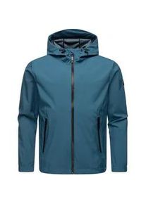 Softshelljacke Ragwear "Shellwie" Gr. L (52), blau (petrol) Herren Jacken Wasserdichte Übergangsjacke mit Kapuze