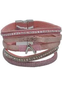 Armband Steuer "Velour rosé 5-reihig" Armbänder Gr. 19cm, Metall, rosa Damen