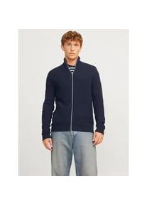 Jack & Jones Strickjacke JACK & JONES "JJPANNEL KNIT ZIP CARDIGAN AW24" Gr. S, blau (navy blazer) Herren Strickjacken