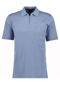 Poloshirt Ragman, Herren, Gr. L, blau (blau, 717), Baumwollmischung, casual, regular fit, hoch geschlossener Ausschnitt, Kurzarm, Shirts