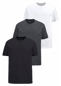 MAN'S WORLD T-Shirt MAN'S WORLD, Herren, Gr. 72/74 (5XL), schwarz-weiß (schwarz, anthrazit, weiß), Single Jersey, Obermaterial: 100% Baumwolle, Basic, normal, Rundhals, Kurzarm normaler Saum, Shirts, Kurzarm, normale Passform, aus Baumwolle, im 3er-Pack, Topseller