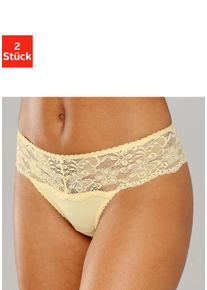 Nuance Damen String, Gr. 362xzitrone, Spitze, Microtouch, Obermaterial: 85% Polyamid, 15% Elasthan, Unterhosen, Dessous mit breitem Spitzenband