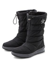 Winterstiefel Lascana, Damen, Gr. 36, schwarz, Obermaterial: 100% Synthetik. Futter: 100% Synthetik. Decksohle: 100% Polyester. Laufsohle: 100% Synthetik, unifarben mit Farbeinsätzen, casual, Schuhe, Stiefelette, Winterboots mit Warmfutter, wasserabweisend